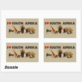 Jag hjärta South Afrika Wildlife Collage Rektangulärt Klistermärke