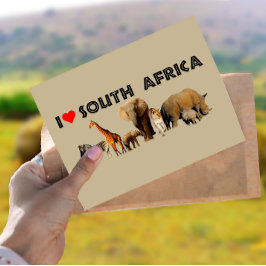 Jag hjärta South Afrika Wildlife Collage Vykort