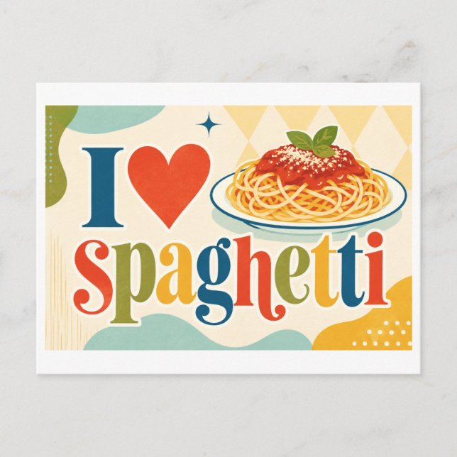 "Jag [Hjärta] Spaghetti" Vykort (Framsida)