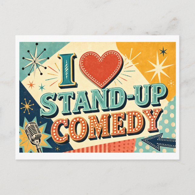 "Jag [Hjärta] Stand-Up Komedi" Vykort (Framsida)