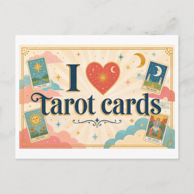 "Jag [Hjärta] Tarotkort" Vykort (Framsida)