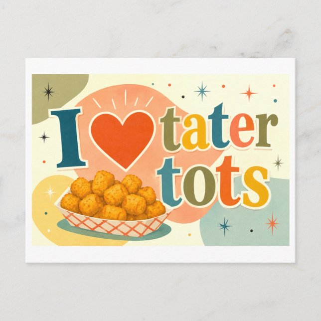 "Jag [Hjärta] Tater Tots" Vykort (Framsida)