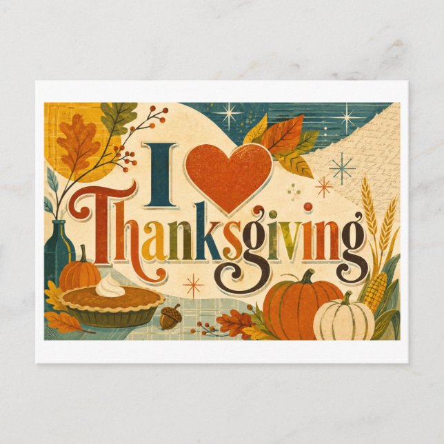 "Jag [Hjärta] Thanksgiving" Vykort (Framsida)