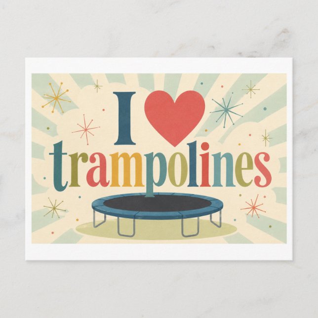 "Jag [Hjärta] Trampoliner" Vykort (Framsida)