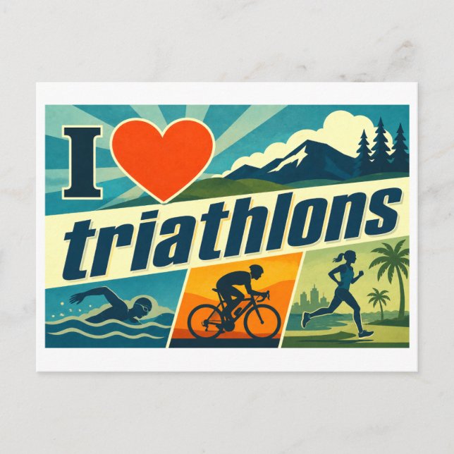 "Jag [Hjärta] Triathlons" Vykort (Framsida)