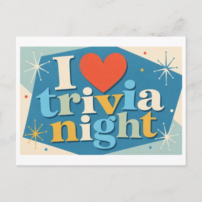 "Jag [hjärta] Trivia Natt" Vykort (Framsida)
