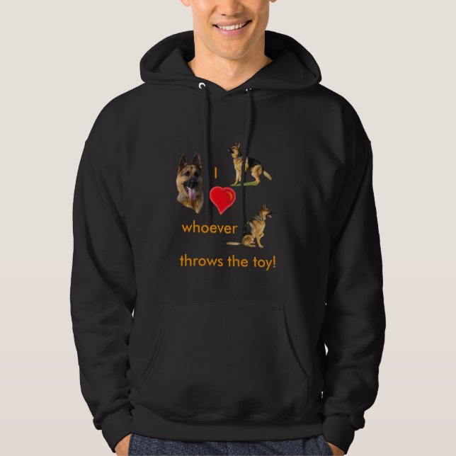 Jag hjärta vem som kastar leksaken hoodie (Framsida)