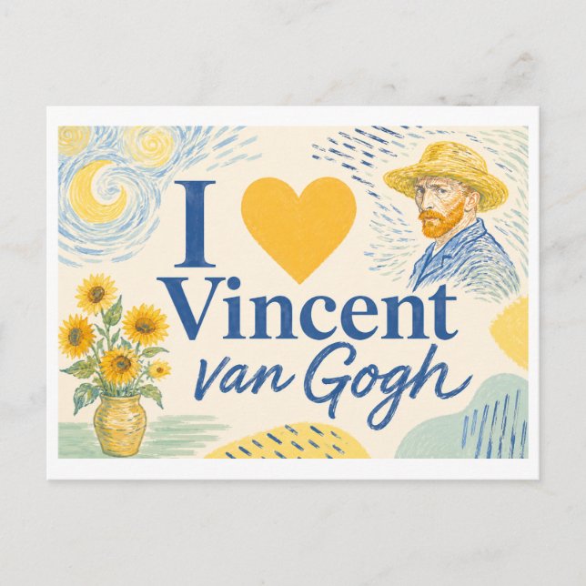 "Jag [Hjärta] Vincent van Gogh" Vykort (Framsida)