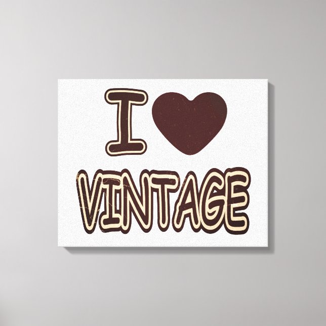 Jag hjärta Vintage med vit bakgrund Canvas (Framsida)