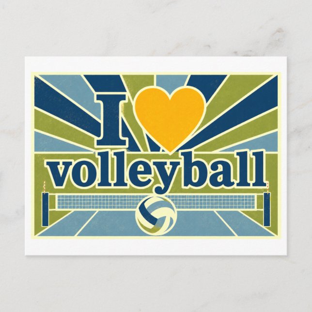 "Jag [Hjärta] Volleyboll" Vykort (Framsida)