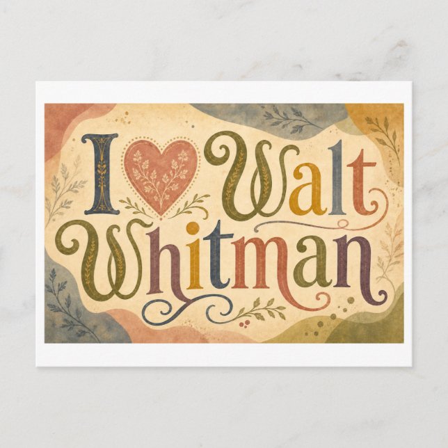 "Jag [Hjärta] Walt Whitman" Vykort (Framsida)