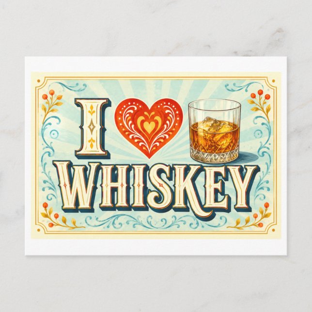 "Jag [hjärta] whisky" Vykort (Framsida)