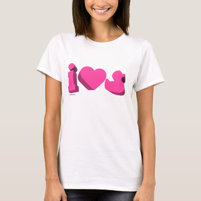 Jag hjärtagummi duckar 3D (flickaktigten) T-shirt (Framsida)