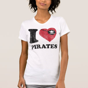 Jag hjärtakärlek piratkopierar skjortan. Retro Tee Shirt