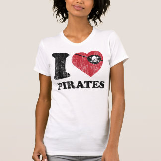 Jag hjärtakärlek piratkopierar skjortan. Retro Tee Shirt