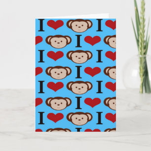 Jag Hjärtapor Turkos Teal Blue Valentineser Helgkort
