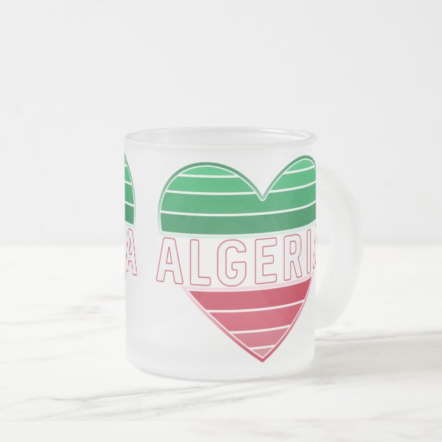Jag Hjärtar Algeriet, Gradient Flagga Färg Frostad Glasmugg (Framsida höger)