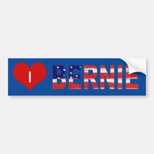 JAG Hjärtar BERNIE! Vid blått med Flagga Bildekal