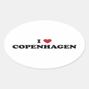 Jag Hjärtar KöpenhamnsDanmark Ovalt Klistermärke
