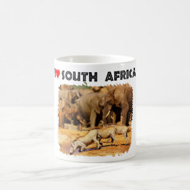 Jag Hjärtar mot sydliga Afrikor och elefanter Kaffemugg