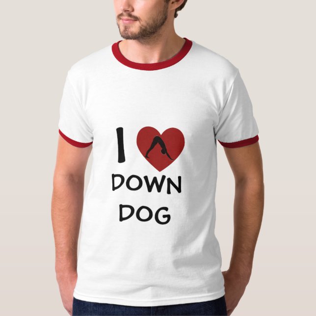 Jag Hjärtar ned Hund - Yoga Tees för manar T-shirt (Framsida)