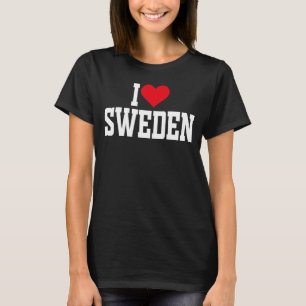 Jag Hjärtar Sverige med rött hjärta i kärlek Sveri T Shirt