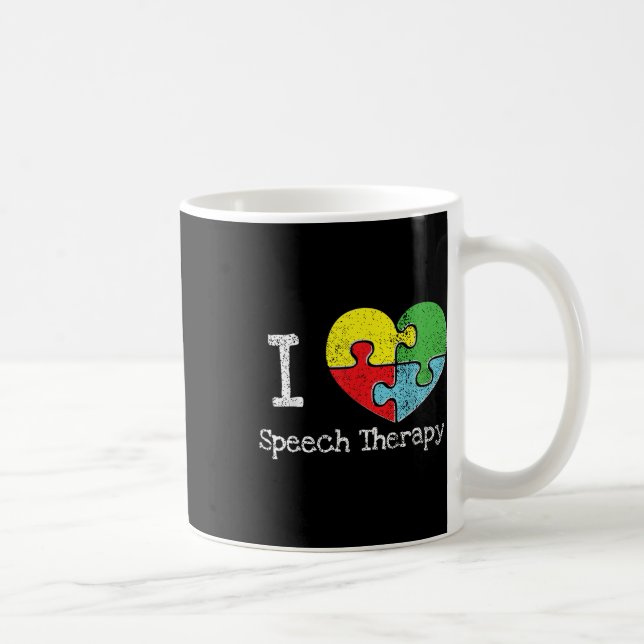 Jag Hjärtar Tal terapi, autismmedvetande Kaffemugg (Höger)