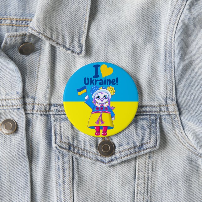 Jag Hjärtar Ukraina! - Cute Fundraiser Button Pin Knapp (In Situ)