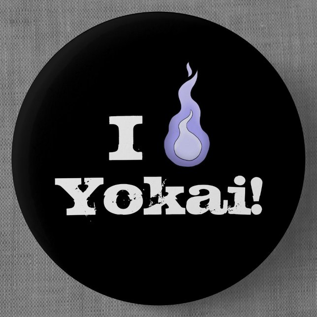 Jag Hjärtar Yokai! Hitodama Fireball Knapp (I Love Yokai Can Badge- Detail View)