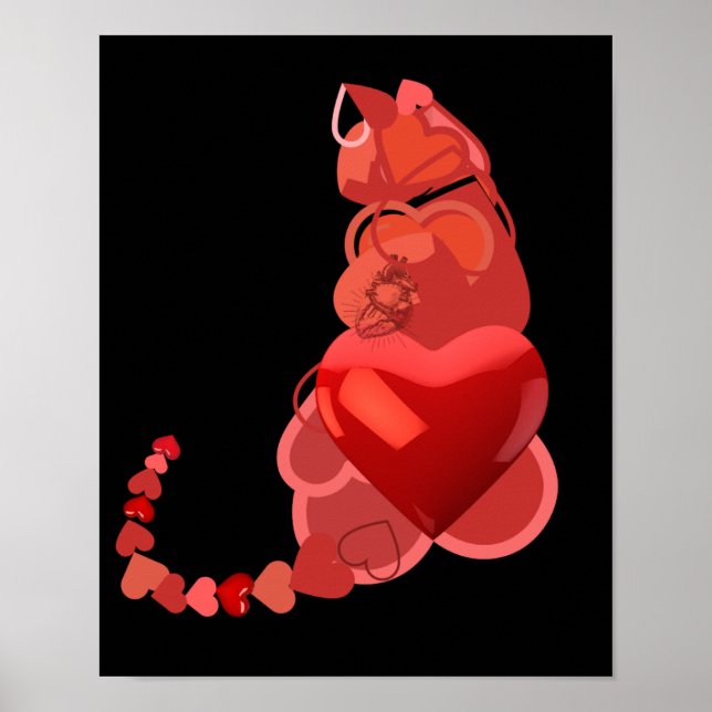 Jag hjärtkatter, svart och röd filt poster (Framsidan)