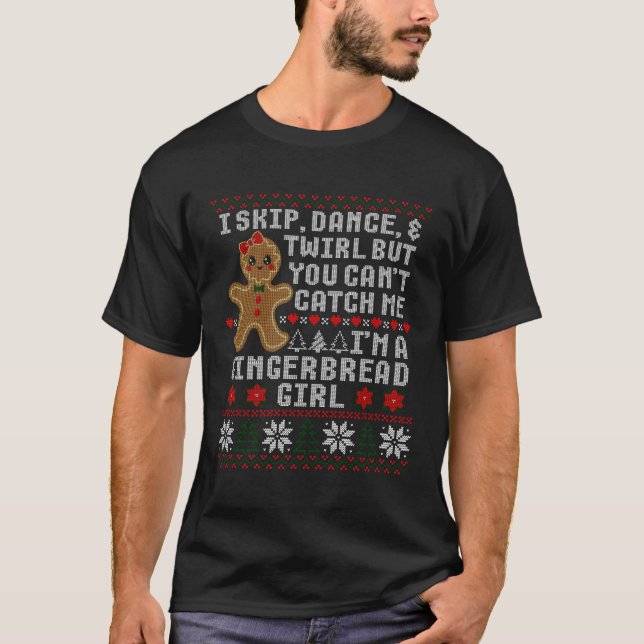 Jag hoppar över Dancer Gingertea Girl Ugly Sweater T Shirt (Framsida)