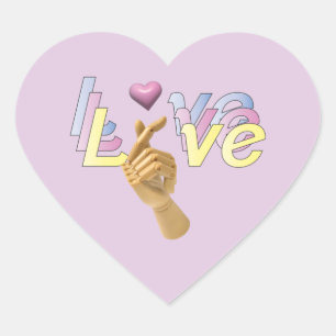 Jag hoppas att du Finger Heart Kärlek Sticker Hjärtformat Klistermärke