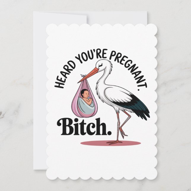 Jag hörde din graviditet, underbara Stork Gravid B Inbjudningar (Framsida)