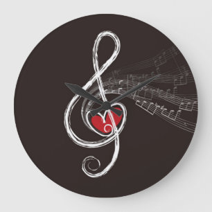 JAG HÖRT MUSIC Treble Clef Black Stor Klocka
