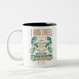Jag hugg Träd med Chainsåg Woodcutter Två-Tonad Mugg