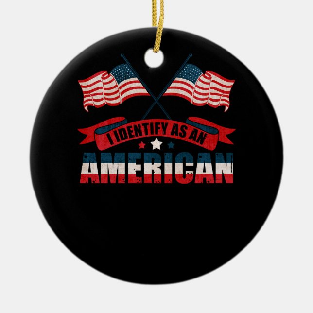 Jag identifierar mig som amerikansk No Identity Po Julgransprydnad Keramik (Framsidan)