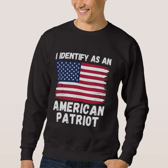 Jag identifierar mig som amerikansk patriot, 4 jul lång ärmad tröja (Framsida)