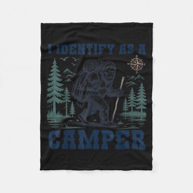 Jag identifierar mig som en campingperson roliga B Fleecefilt (Framsidan)