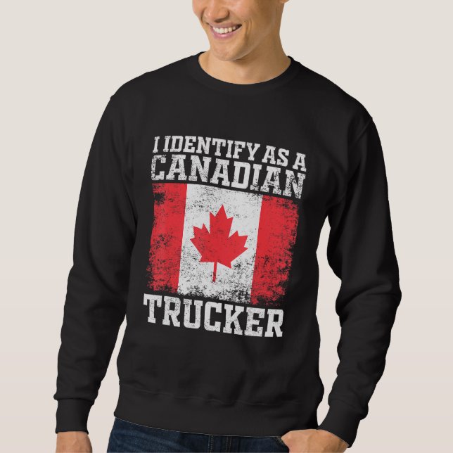 Jag identifierar mig som en kanadensisk Trucker Su Lång Ärmad Tröja (Framsida)