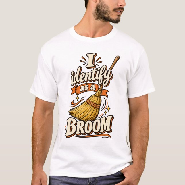 Jag identifierar mig som en sopkvast t shirt (Framsida)