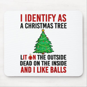 Jag identifierar mig som ett julträd som är tänt p musmatta
