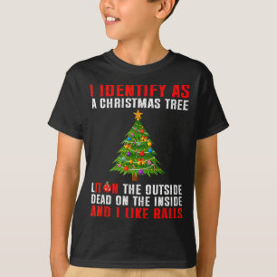 Jag identifierar mig som ett julträd som är tänt p t shirt