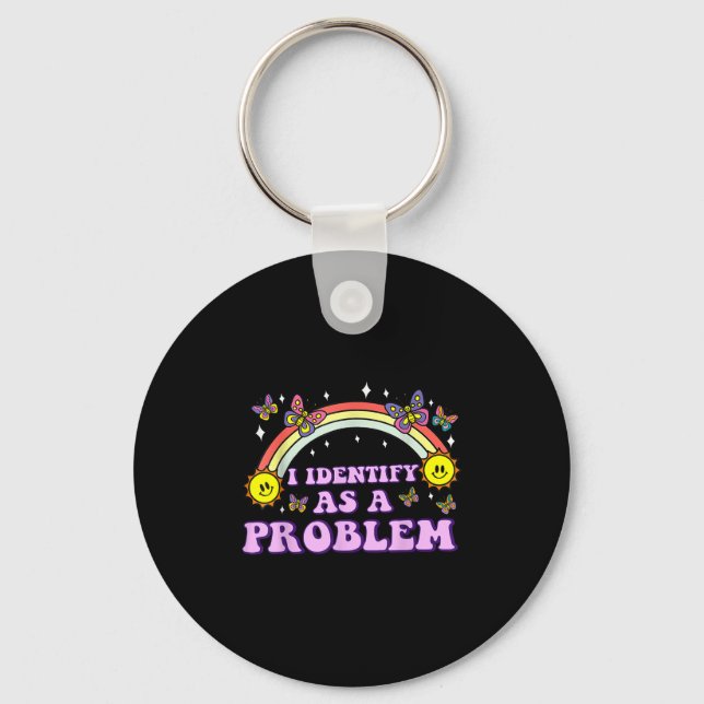 Jag identifierar mig som ett problem med Humor-kok Nyckelring (Framsida)