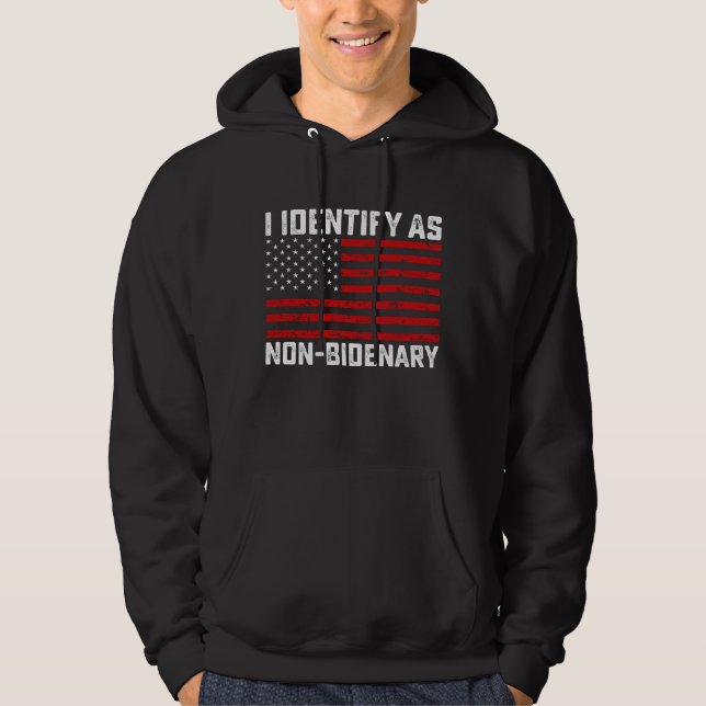 Jag identifierar mig som icke-bidenär-nuny biden T Hoodie (Framsida)