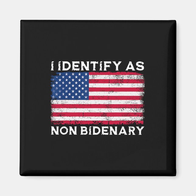 Jag identifierar mig som icke-bidenär Patriot Amer Magnet (Framsidan)