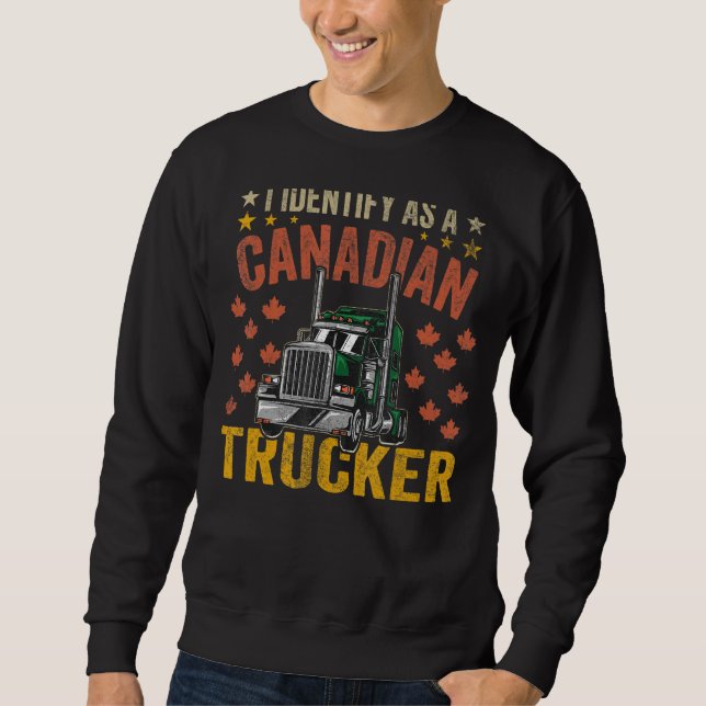 Jag identifierar mig som kanadensiskt Trucker Supp Lång Ärmad Tröja (Framsida)