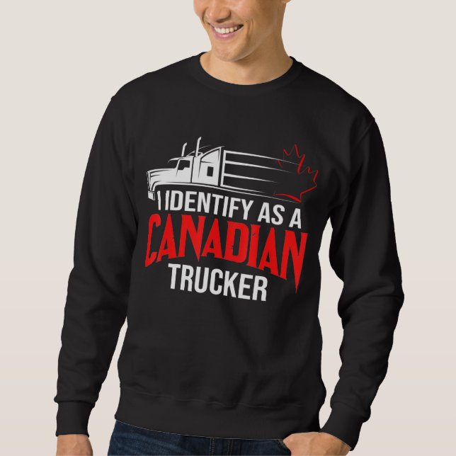 Jag identifierar mig som kanadensiskt Trucker Supp Lång Ärmad Tröja (Framsida)