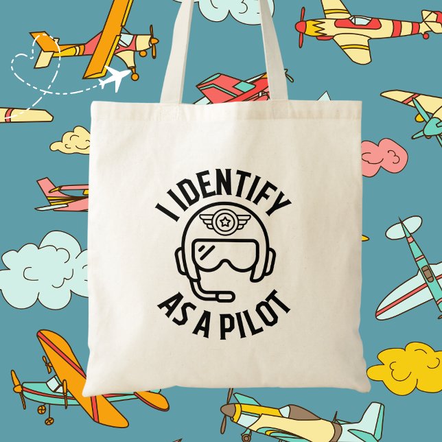 Jag identifierar mig som pilot, Humor, citat, BFF, Tygkasse (Skapare uppladdad)