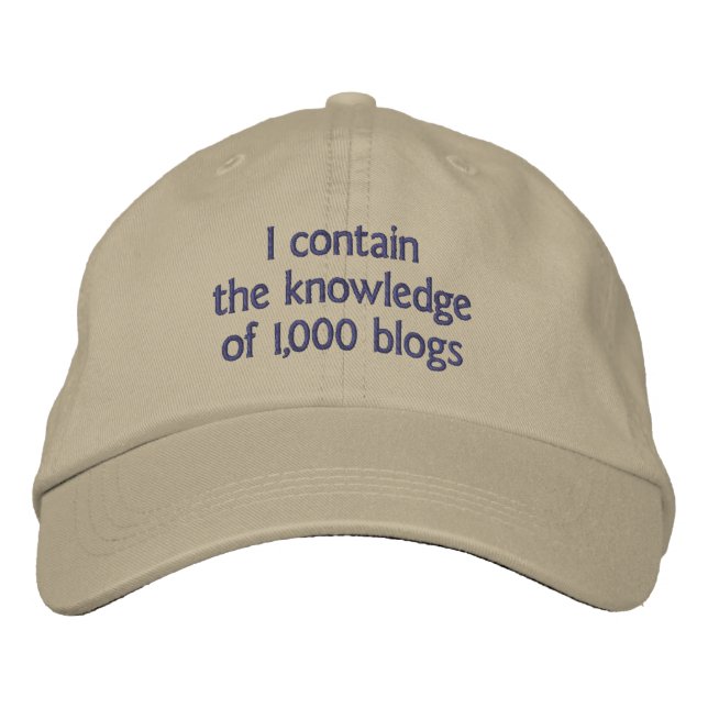 Jag innehåller kunskapen av 1000 bloggar broderad keps (Framsida)