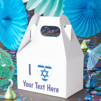Jag (Israelisk Flagga Hjärta) Din Text Blå Presentaskar